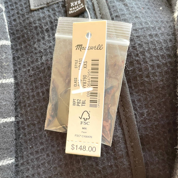 Madewell Waffleback Shaw Blazer In Windowpane Black White Size XXS New - Picture 15 of 16